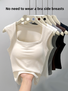 Miiow | Wide Shoulder Strap Vest Women Summer Inner Wear Outerwear Prevents Side Breast Exposures Versatile Backless Tube Top Base Shirt