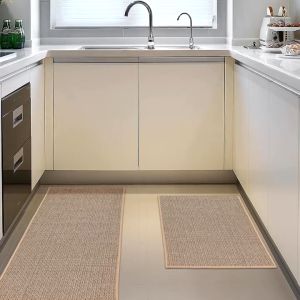 พรมปูพื้นห้องครัว พรมเช็ดเท้า ผ้าลินินธรรมชาติ กันลื่น กันน้ำมันและดูดซับน้ำ ทำความสะอาดง่าย สำหรับการใช้งานในครัว