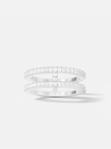 Eccentric Design White Cannes Double-layer Chevron Ring