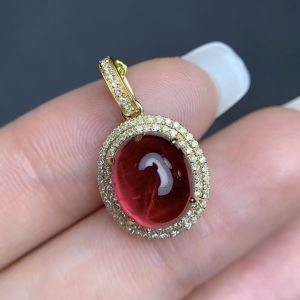 Montagne Jewelry 18k Pure Gold Pendant 2.56 Gram Fine Jewellery Natural 4.75 Carat Rubellite Pendant
