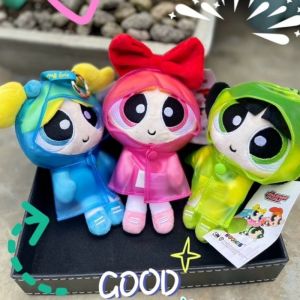 Cartoon Anime The Powerpuff Girls Raincoat Dress Up Series Plushie Doll & Women's Bag Gift