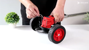 198V cordless electric lawn mower with powerful motor and high-performance battery. Includes 11 lawn mower accessories