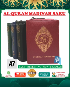 Mushaf Madinah A7 SAKU Tajwid Warna Standar Malaysia Nonterjemah Jaket Resleting Al-Quran Rasm Asli Utsmani Madinah Al Quran Santri At-Tajwid Tahajud Hufaz Hafidz