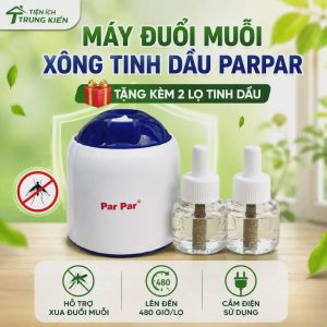 Máy Đuổi Muỗi Xông Tinh Dầu ParPar Tặng Kèm 2 Lọ Tinh Dầu 480h | Hỗ trợ xua đuổi muỗi | Lên đến 480 giờ/lọ | Cắm điện sử dụng