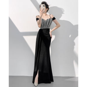 High-end Elegant Blue Fish-tail Evening Gown