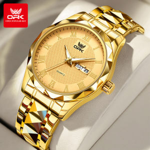 OPK watch for mens original 2023 business men waterproof dual calendar roman dial design stainless steel strap comfortable wearing design fashionable and versatile casual men watches