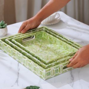 ถาดผลไม้ ถาดหวาย รูปสี่เหลี่ยม ถาดเปลือกหอย สไตล์ ins ที่ถูกทอดด้วยมือ สีธรรมชาติ นำเข้าจากเวียดนาม