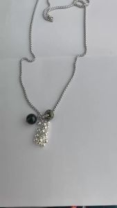 Spotted Natural Stone Grape String Ball Pendant Long Stainless Steel Chain Necklace for Women Versatile Hanging Accessories