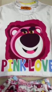 12-45kg Gấu dâu + bộ đùi bé gái- Thun lạnh 3D bao đẹp mềm mịn mát!! 110