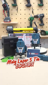 Máy Cân Mực Laser 5 Tia Xanh Boshun BS-LS666B Độ Chính Xác Cao 2 Pin 4800mAh Đèn Led Siêu Sáng