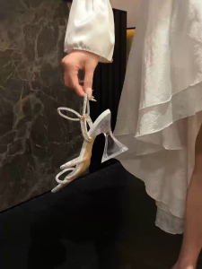 TYK 338-8 Glittery 4-strap pyramid heels sandals for women