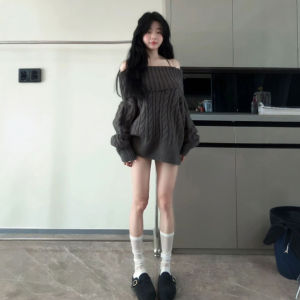 CHANGTONG | Autumn Fashion Retro Lazy Style Attractive Off-shoulder Loose Long-sleeve Sweater Top
