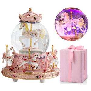 Rotate Trojan Horse Music Box Crystal Ball Music Box Sky City Girlfriends Kids Girls Little Princess Birthday Gift