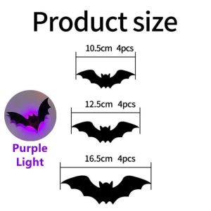 Hlinkey 30Pcs Halloween Đèn tường 3D hình dán khoét rỗng Đèn Ngủ Led không khoan Peel Và Stick trang trí tiệc Cho phòng của bé Phòng Ngủ vật liệu PVC