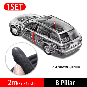 1.6M/2M B‑Pillar Rubber Seal Strip Auto Door Edge Weather Stripping Sound Insulation Body Gap Filler Exterior Part