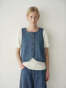 INSIS FEMME | Cotton Fall Vintage Style Round Neck Jeans Vest