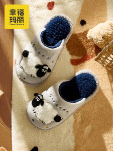 Dép Trẻ Em Cotton Mùa Đông Mới 2025 Dép Bông Cho Bé Trai Dép Trẻ Em Cỡ Lớn Dép Lông Cừu Cho Trẻ Em Dép EVA Dùng Trong Nhà