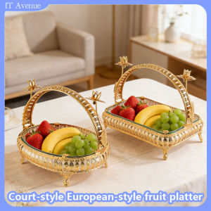 Gold Glass Fruit Plate Retro Light Luxury Fruit Plate Table Decoration Plate