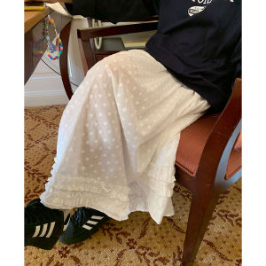 Chungha Style Mid-Length Embroidered Skirt Sweet Japanese System Three Wood Society New Arrival Versatile White Half Skirt