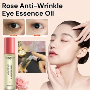 Rose Anti-Wrinkle Eye Essence Oil with Rollerball Moisturizing Hydrating Remove Dark Circles Fine Lines Eye Bags