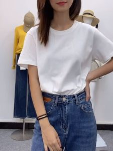 White Pure Cotton Short Sleeve T-Shirt: A Fashionable Summer Top for Women
