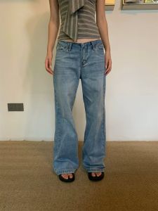 Casual High Waist Cotton Jeans Womens Straight Leg Trousers Summer 2025 Pocket Design Personalized Divided Pocket Jeans