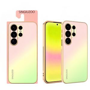 Luxury Gradient AG Matte Phone Case For Samsung Galaxy A32 A33 A34 A35 A36 A37 A42 A52 A53 A52 A54 A55 A56 A57 A71 A72 A73 Electroplated Gold Frame Shockproof Anti Fingerprint Slim Protective Casing