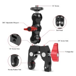PULUZ | PULUZ Multi-function Magic Arm Ball Mount Clamp Crab Pliers Clip Mount clip For LED Light LCD Monitor Flash Light