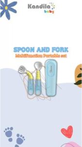 KANDILA FORK & SPOON SET / KDL 021-8 SENDOK GARPU ANAK ELASTIS / GARPU SENDOK MAKAN BAYI / SET ALAT MAKAN ANAK