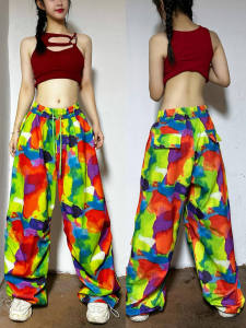 กางเกงทำงานเต้นรำหลวมๆ สำหรับผู้หญิง กางเกงขาสั้นฤดูร้อนบางๆ สำหรับผู้ใหญ่ ฮิปฮอป สตรีท วัฒนธรรม KPOP แจ๊ส ชุดเต้นรำ