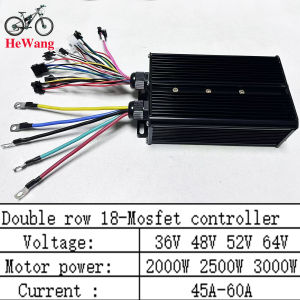 60A 3-Mode Sine Wave BLDC Controller 2000W-3000W 36V-64V For UART 2 Protocol S866 V889 SW900 LCD Display Mountain EBike Scooter