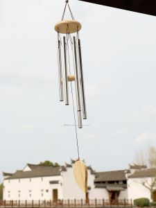 Small 6-Tube Modern Minimalist Scandinavian Bedroom Room Balcony Pendant Girls Gifts Golden Music Wind Chimes