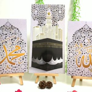 TENNESY HIasan Dinding Aesthetic 1 Set Kaligrafi Allah Muhammad 60x40CM 3 Panel Wall Decor Dekorasi
