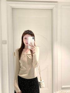 YANGRUOYU Minimalist Classic Knitted Top V-Neck Slimming Twist Multi-Layered Korean Style Polyester Blend Wool Blend