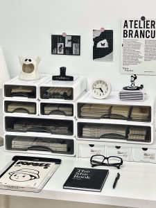 กล่องเก็บของสำหรับโต๊ะทำงานแบบลากได้ กล่องเก็บเอกสารใส ความจุขนาดใหญ่ ป้องกันฝุ่น ชั้นวางของสำหรับจัดระเบียบ