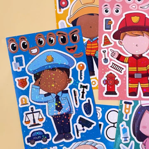 [KW] Build-A-Face Sticker Collection (8 Sheets) | Dress-Up Craft for Kids – Face Animal & Characters | Kids Stickers