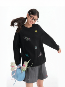 LOVESASAKIDS | Colorful Sparkle Bow Heart Pattern Long Sleeve T-Shirt