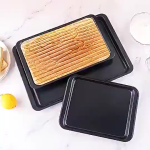 BHQ Rectangle Non-stick Baking Tray Carbon Steel Cookie Sheet Pans Professional Mini Baking Replacement Trays