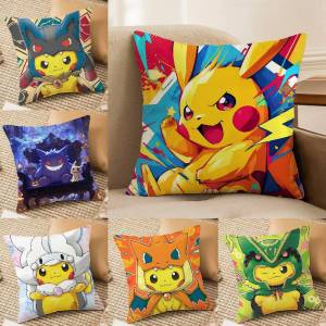 Bandai | Pokemon Battle Legends Anime Plush Pillow Cover Soft Short Plush Cushion Cover For Sofa Bedroom Home Decor Gift