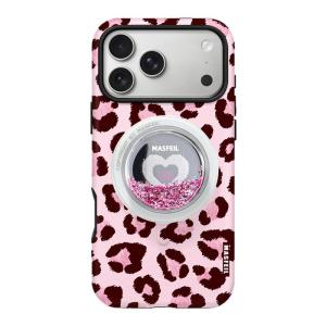 MASFEIL | Leopard print suitable for Apple 17Promax mobile phone case Lo8 magnetic fulcrum stand iPhone16Pro set 15 autumn and winter cute internet celebrity 14pm