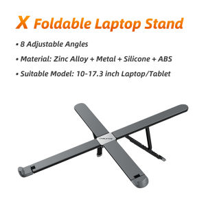 Cabletimes | CABLETIME Laptop Stand X Foldable 8 Adjustable Angles Portable Adjustable Laptop Riser for 10–17.3 Inch Laptops Macbook Ipad