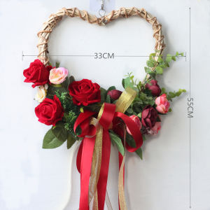 Artificial Flower Garland Door Ornament Door Hanging Lintel Flower Rose Wedding and Wedding Room Wedding Ceremony Layout Wedding Celebration Decoration Heart Garland