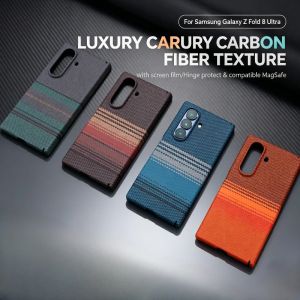 Luxury Carbon Fiber Kavlar Texture for Magsafe Case for Samsung Galaxy Z Fold 8 Ultra 7 6 5 with Screen Film Hinge Protect Cover