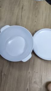 Tô / thố đựng cơm màu trắng cho 10 người ăn có nắp đậy TO 02 - 28.5 x 25 x 12.7 cm