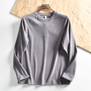 Áo Thun Dài Tay Cổ Tròn Hai Mặt Mềm Mại Thoải Mái Cho Nam Và Nữ Mùa Thu Đông Màu Trơn Trơn Áo Lót Ấm Áp