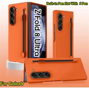 2026 Luxury Skin Feeling PC Hard Case for Samsung Galaxy Z Fold 8 Ultra Wide with S Pen Slot and Pen Ultra-thin Shockproof Cover