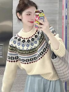 Christmas Sweater Womens Autumn Winter Loose Knitted Thickened Soft Lazy Style Outerwear Christmas Color Sweatshirt