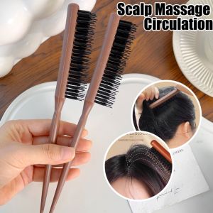 G-GORGEOUS Plastic 3-Row Boar Bristle Comb Styling Brush for Smooth & Shiny Hair Easy to Clean