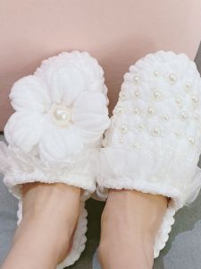 DIY Hook Yarn Slippers Wedding Home Fabric Slippers Spring Autumn Handwoven Puff Flower Shoe Material Kit Crystal Shoe Bottom