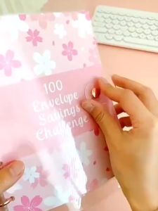 100 Days Envelope Challenge Money Saving Challenge Notebook Money Organizer Sakura Clear Binder A5